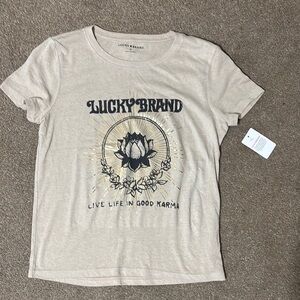 Lucky Brand Tan Lotus Graphic Tee